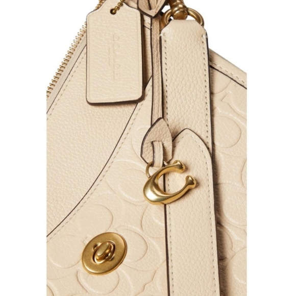 Coach Bolsa Chaise Crossbody Signature Embossed Off White New - Picture 2 of 5